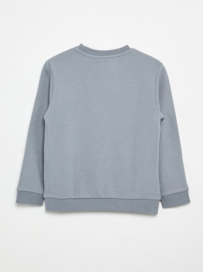 Sudadera lisa de chándal con cuello redondo Azul - Kiabi