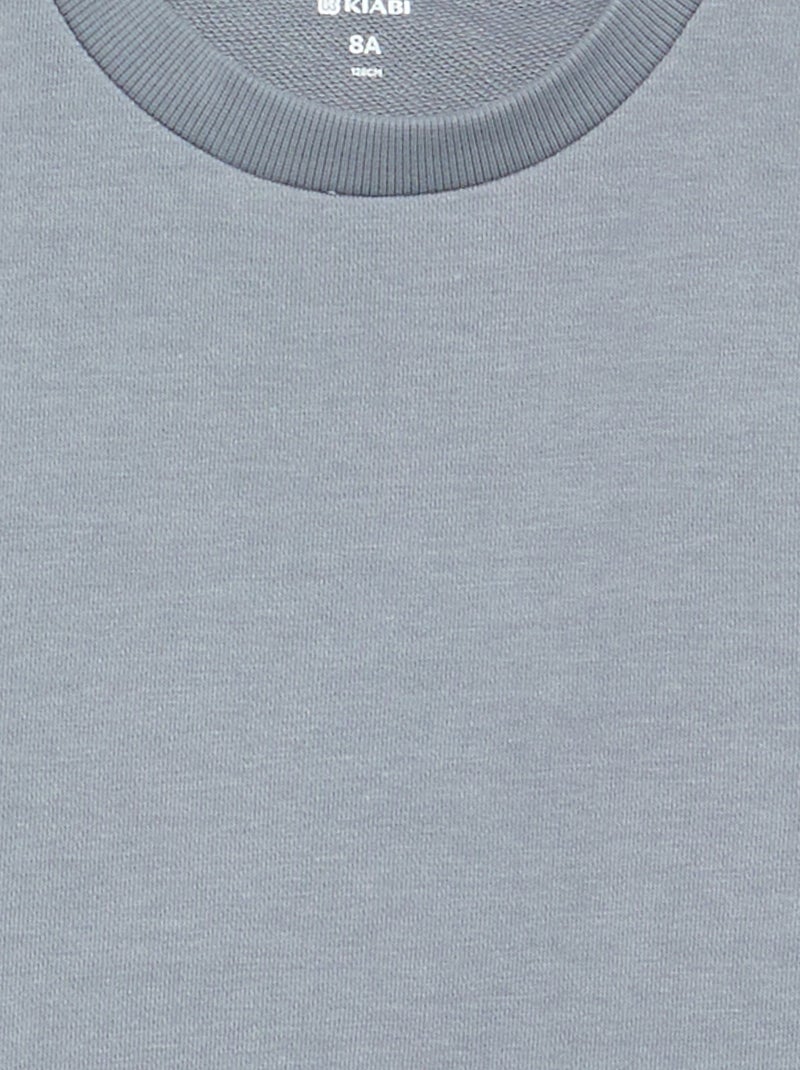 Sudadera lisa de chándal con cuello redondo Azul - Kiabi