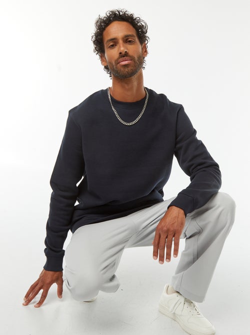 Sudadera lisa de chándal con cuello redondo - Kiabi