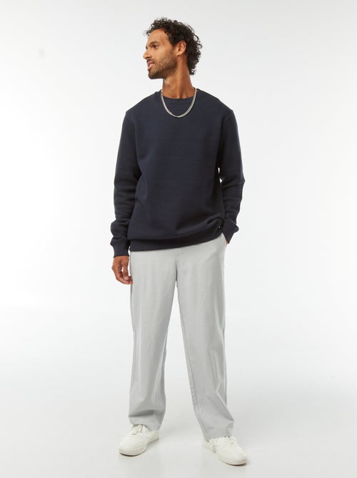 Sudadera lisa de chándal con cuello redondo - Kiabi