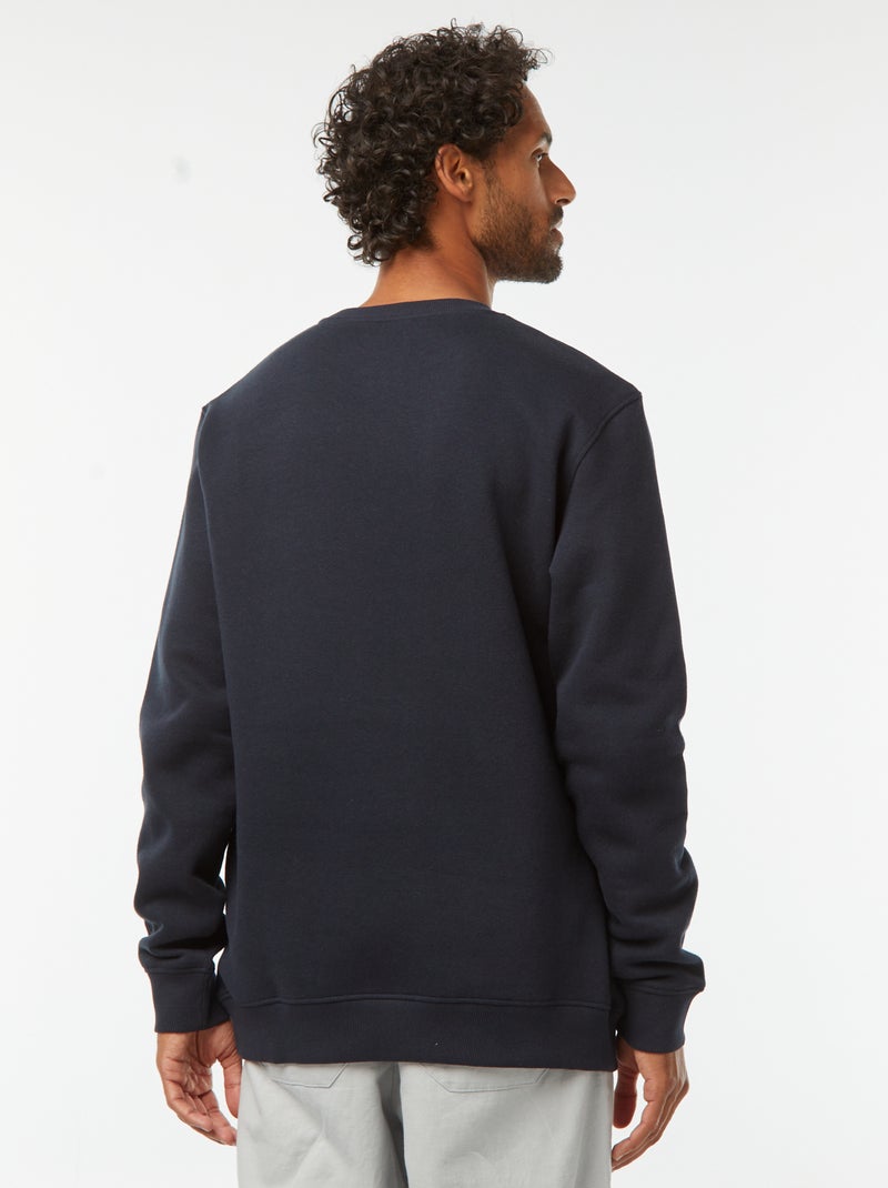 Sudadera lisa de chándal con cuello redondo Azul - Kiabi
