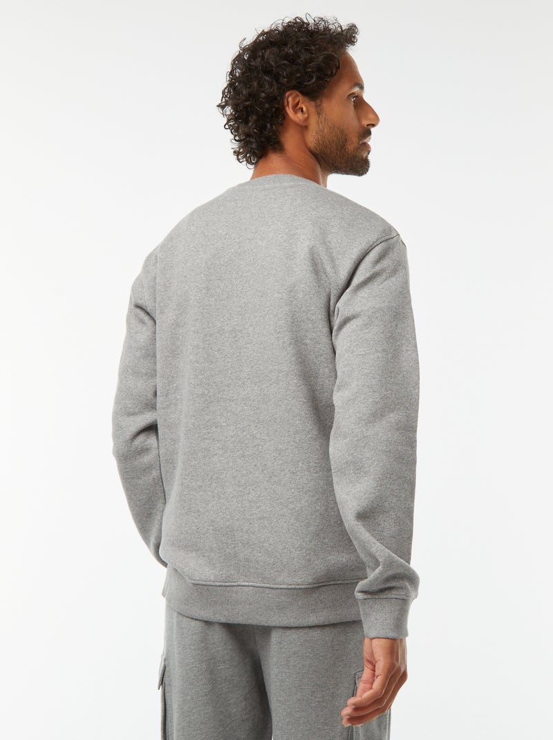 Sudadera lisa de chándal con cuello redondo Gris - Kiabi