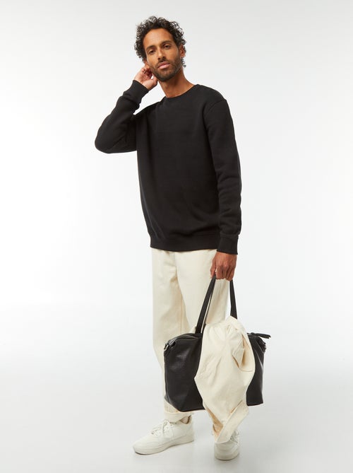 Sudadera lisa de chándal con cuello redondo - Kiabi