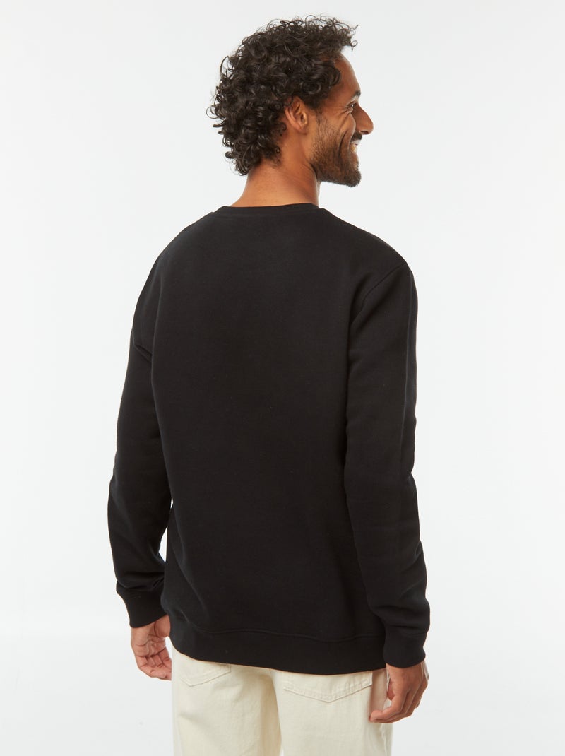Sudadera lisa de chándal con cuello redondo negro - Kiabi