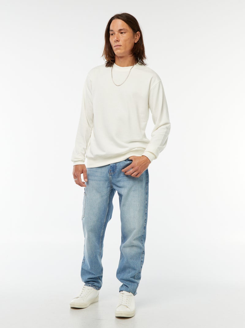 Sudadera lisa de chándal ligera Blanco - Kiabi