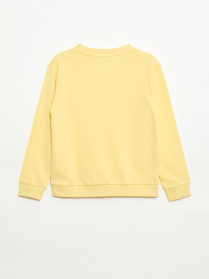 Sudadera lisa de cuello redondo de felpa francesa Amarillo - Kiabi