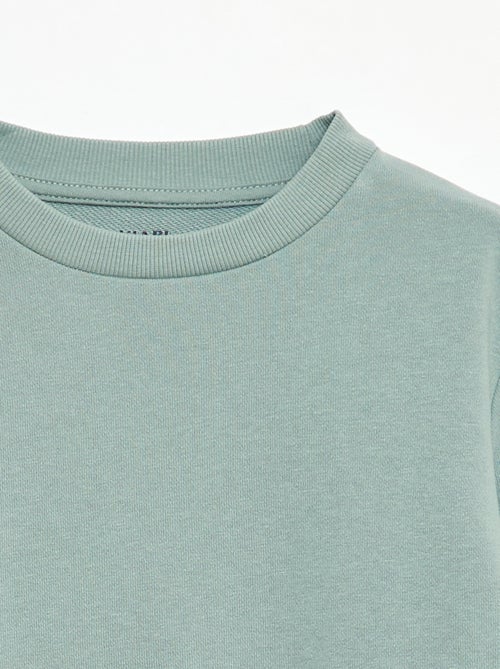 Sudadera lisa de cuello redondo de felpa francesa - Kiabi