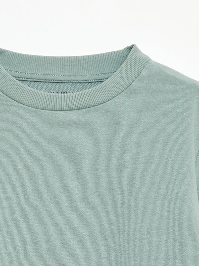Sudadera lisa de cuello redondo de felpa francesa Azul - Kiabi