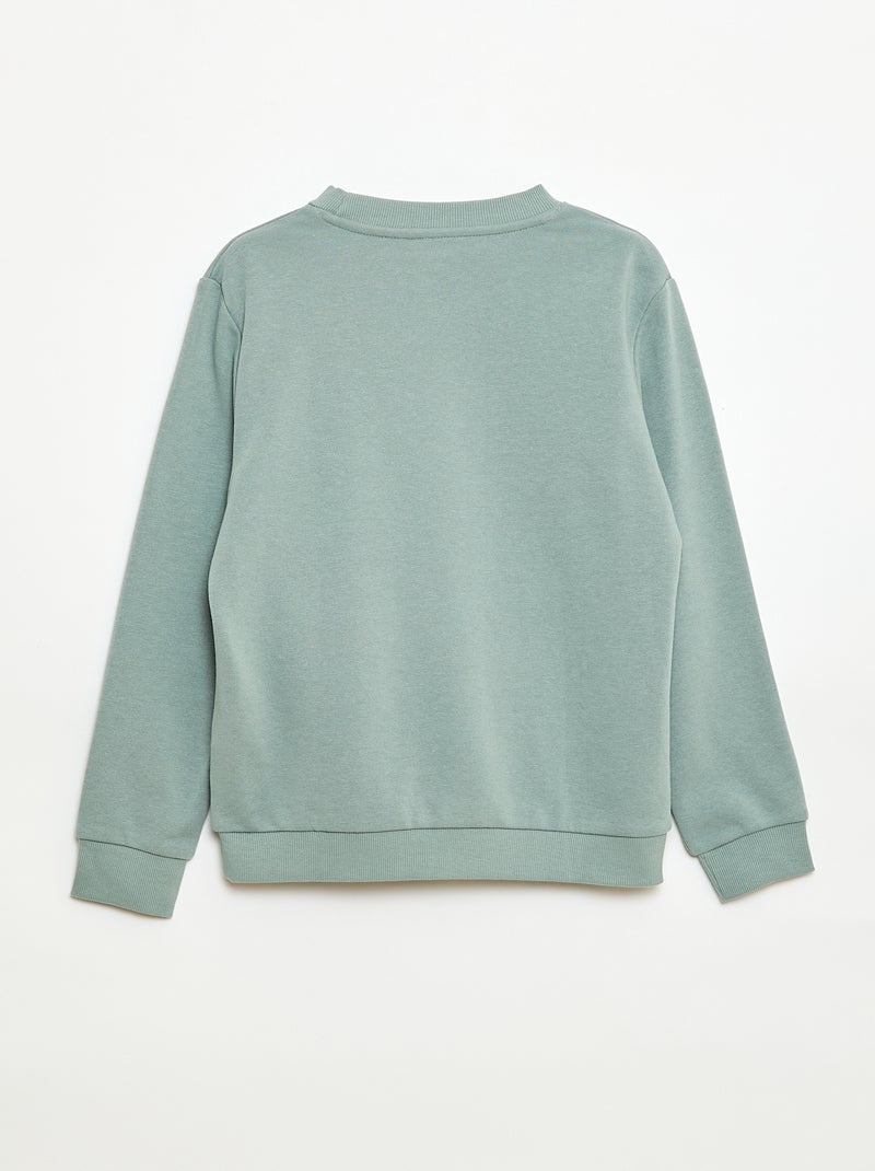 Sudadera lisa de cuello redondo de felpa francesa Azul - Kiabi