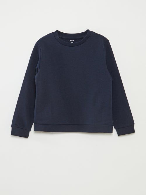 Sudadera lisa de cuello redondo de felpa francesa - Kiabi