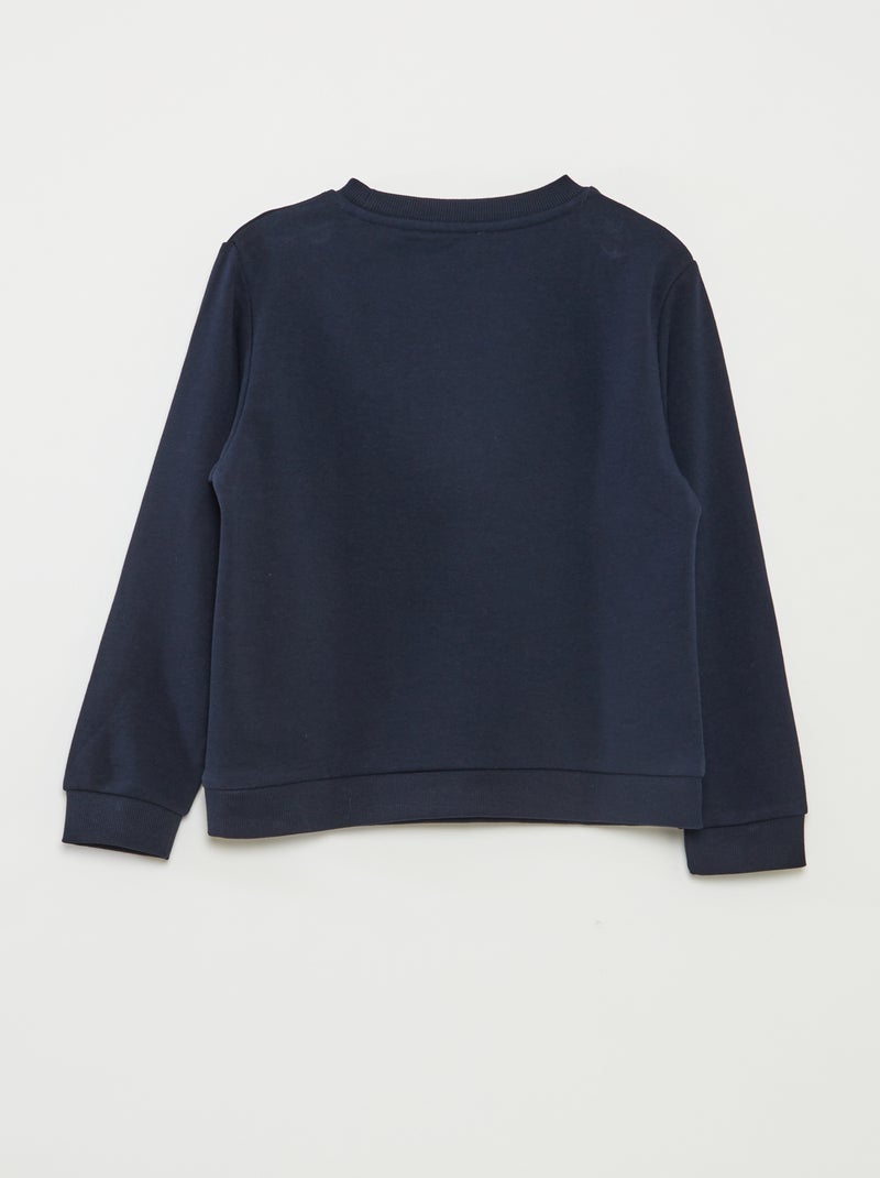 Sudadera lisa de cuello redondo de felpa francesa Azul marino - Kiabi