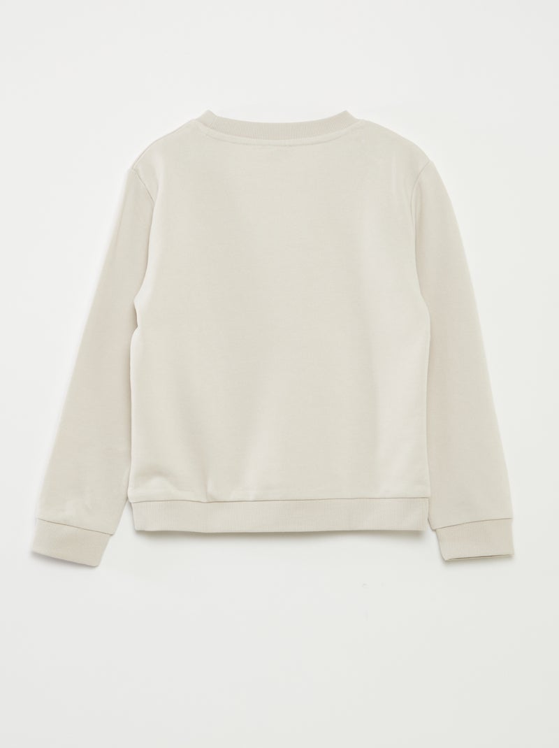 Sudadera lisa de cuello redondo de felpa francesa Crudo - Kiabi