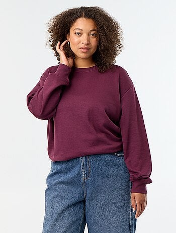 Sudadera lisa de cuello redondo de felpa