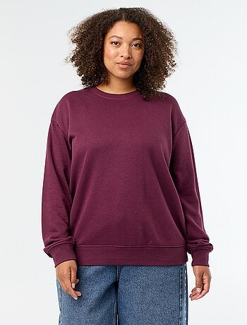 Sudadera lisa de cuello redondo de felpa