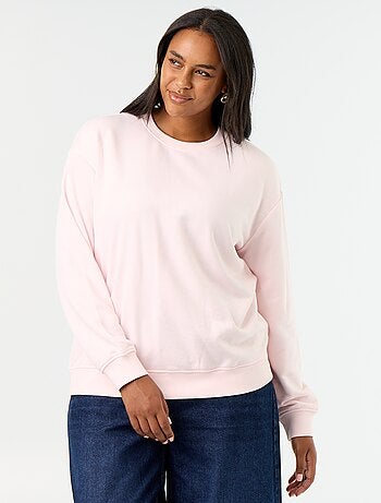 Sudadera lisa de cuello redondo de felpa