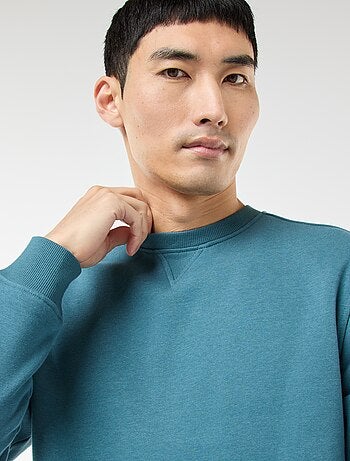 Sudadera lisa de cuello redondo en felpa perchada