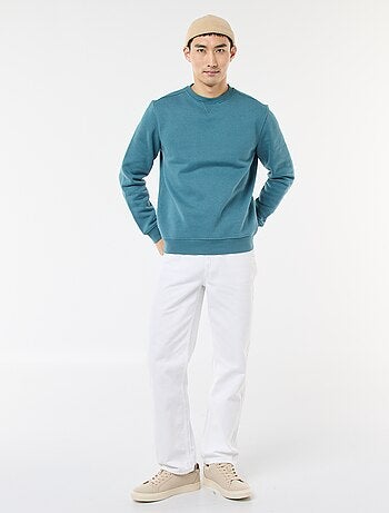 Sudadera lisa de cuello redondo en felpa perchada