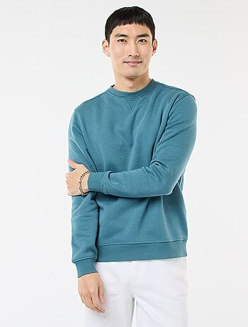 Sudadera lisa de cuello redondo en felpa perchada