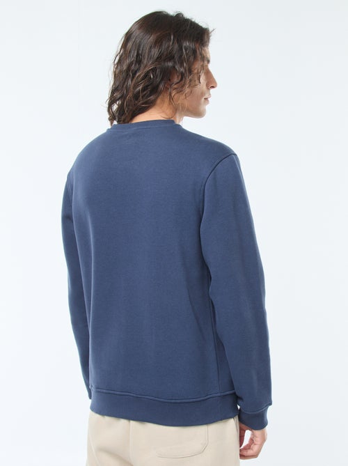 Sudadera lisa de cuello redondo en felpa perchada - Kiabi