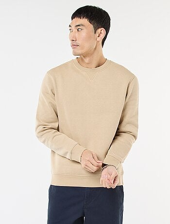 Sudadera lisa de cuello redondo en felpa perchada