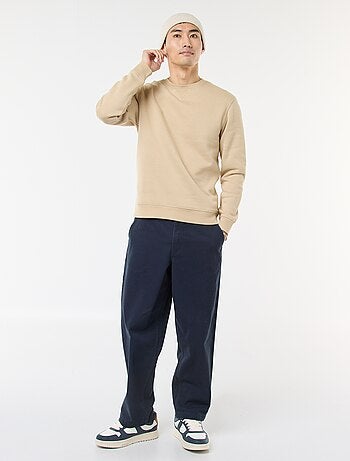 Sudadera lisa de cuello redondo en felpa perchada