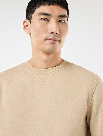 Sudadera lisa de cuello redondo en felpa perchada