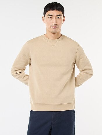 Sudadera lisa de cuello redondo en felpa perchada