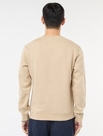 Sudadera lisa de cuello redondo en felpa perchada