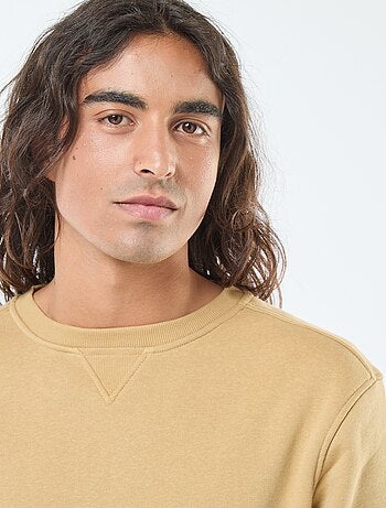 Sudadera lisa de cuello redondo en felpa perchada