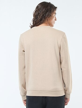 Sudadera lisa de cuello redondo en felpa perchada