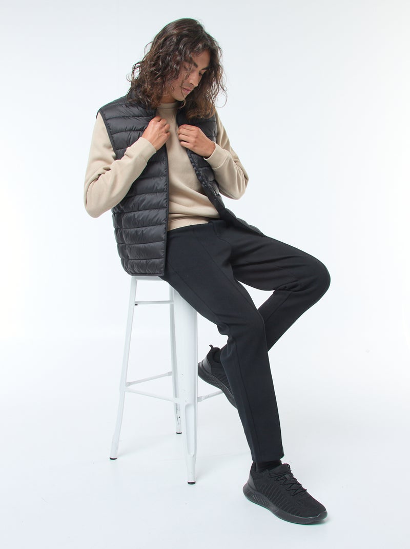 Sudadera lisa de cuello redondo en felpa perchada Beige - Kiabi