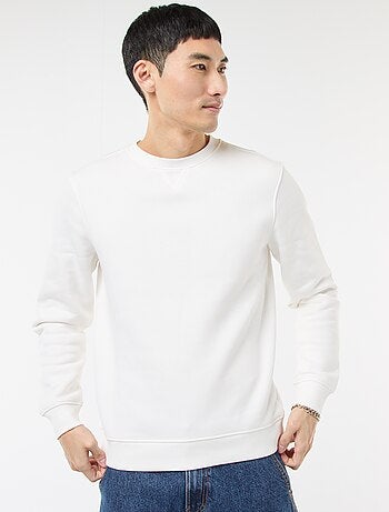 Sudadera lisa de cuello redondo en felpa perchada