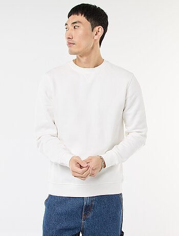 Sudadera lisa de cuello redondo en felpa perchada