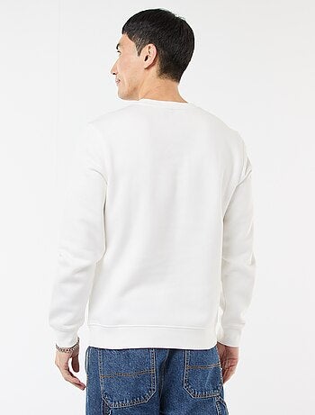 Sudadera lisa de cuello redondo en felpa perchada