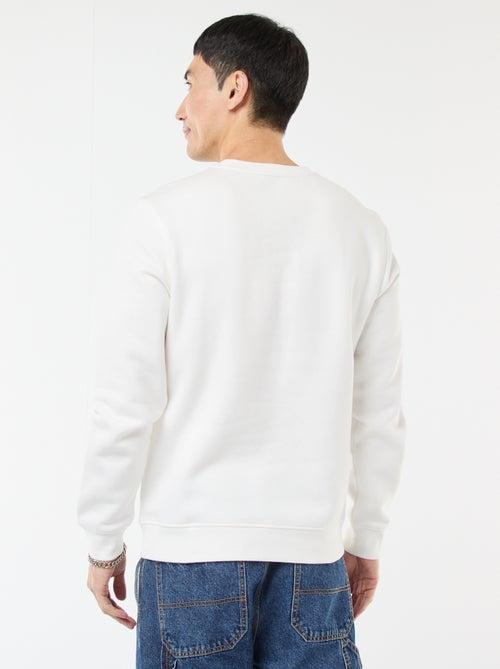 Sudadera lisa de cuello redondo en felpa perchada - Kiabi