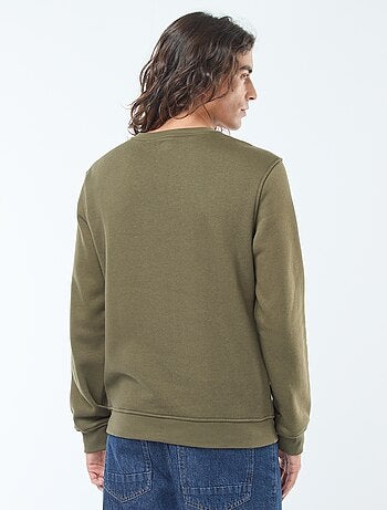 Sudadera lisa de cuello redondo en felpa perchada
