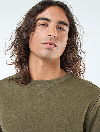 Sudadera lisa de cuello redondo en felpa perchada