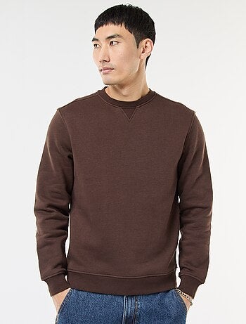 Sudadera lisa de cuello redondo en felpa perchada