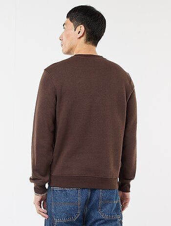 Sudadera lisa de cuello redondo en felpa perchada