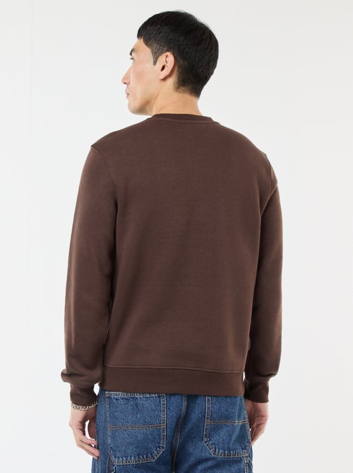 Sudadera lisa de cuello redondo en felpa perchada - Kiabi