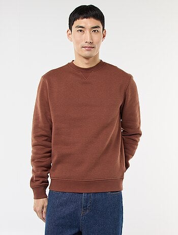 Sudadera lisa de cuello redondo en felpa perchada