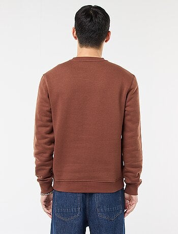 Sudadera lisa de cuello redondo en felpa perchada