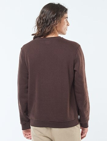 Sudadera lisa de cuello redondo en felpa perchada