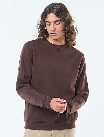 Sudadera lisa de cuello redondo en felpa perchada