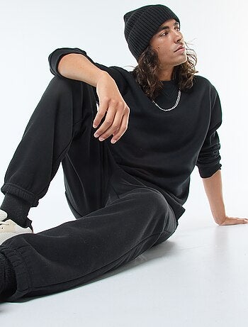 Sudadera lisa de cuello redondo en felpa perchada