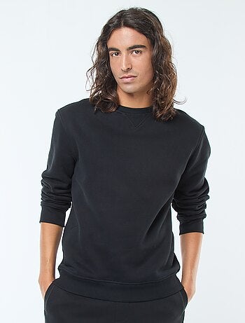 Sudadera lisa de cuello redondo en felpa perchada