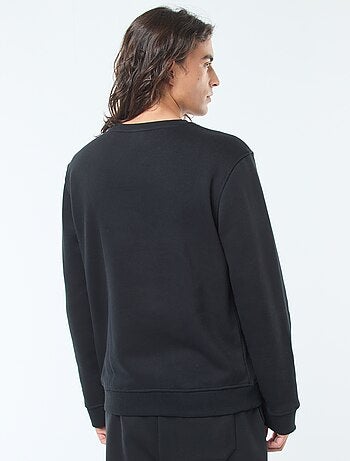 Sudadera lisa de cuello redondo en felpa perchada