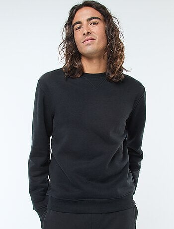 Sudadera lisa de cuello redondo en felpa perchada