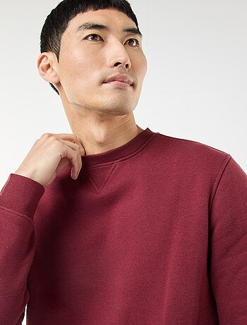 Sudadera lisa de cuello redondo en felpa perchada