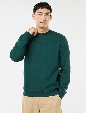 Sudadera lisa de cuello redondo en felpa perchada